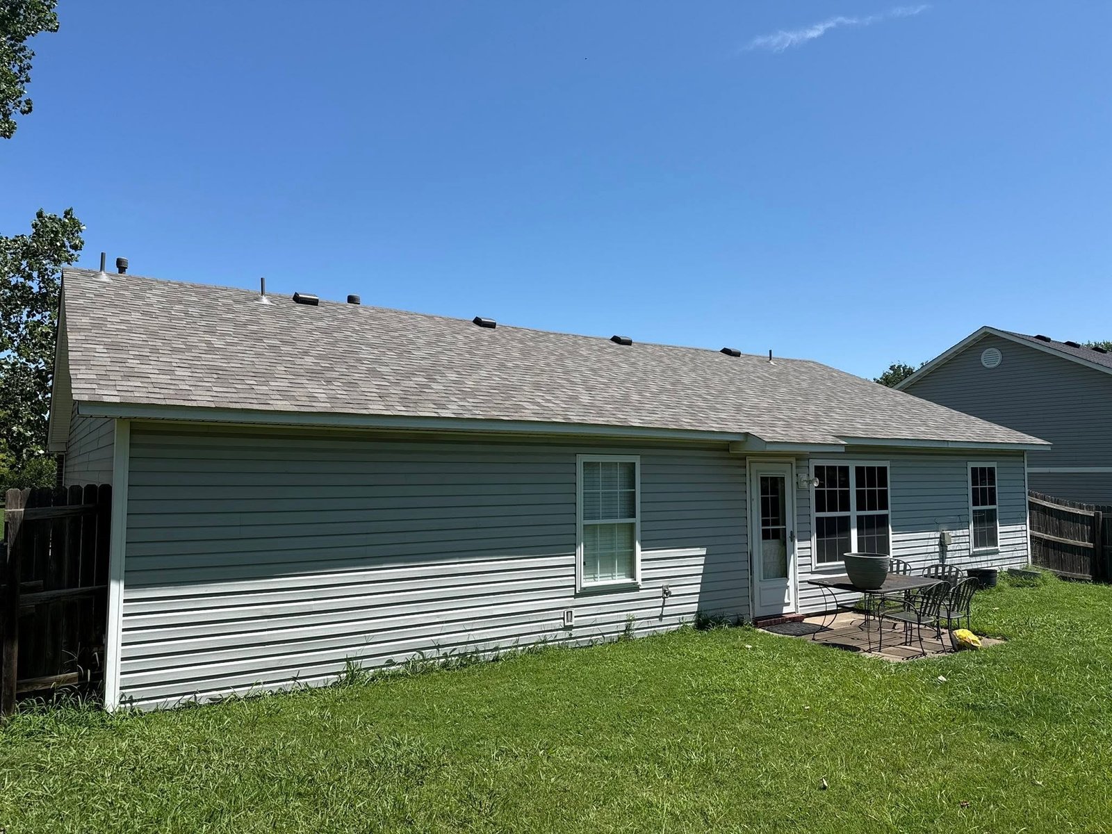 Completed roof replacement in Claremore, OK with Owens Corning Duration Class 3 Impact Resistant shingles installed by Aces Roofing and Exterior Solutions
